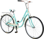 Hugncmy 26" Beach Cruiser Bike, Ladies Classic Retro Bicycle Commuter Bike, Single Speed Bicycle for Woman