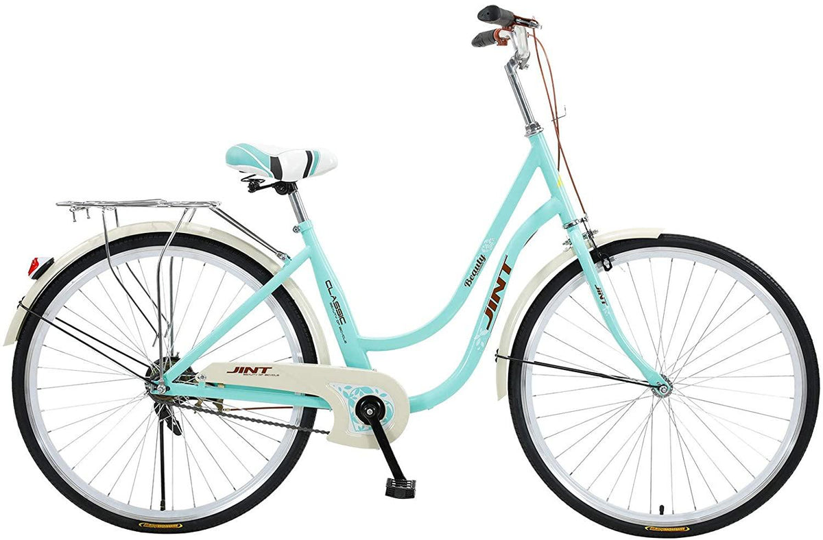 Beach Cruiser Bikes 26 inch Classic Retro Bicycles for Women Comfortable Commuter Bike for Leisure Picnics&amp;Shopping,Road Bike,Women's Seaside Travel Bicycle with Baskets&amp;Rear Racks (B)