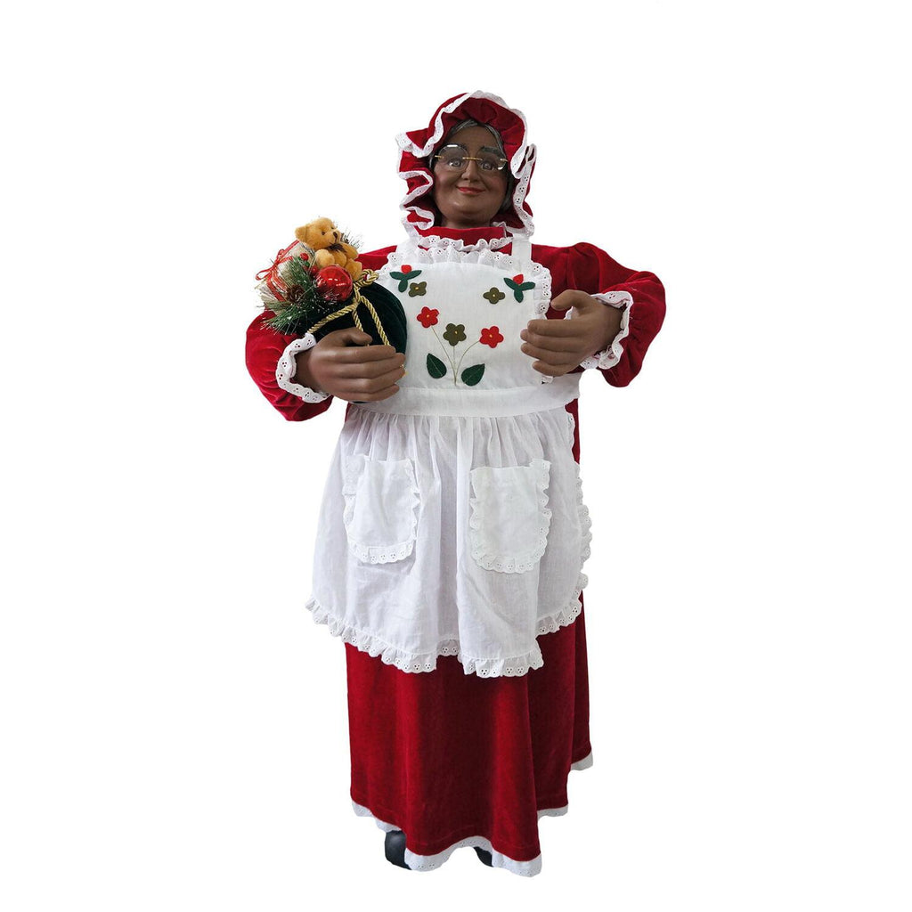 Christmas Time 3-Ft. African American Music and Motion Mrs. Claus with Apron | Animated Indoor Christmas Holiday Home Decor | CT-MC036-1RD1-AA