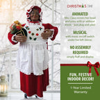 Christmas Time 3-Ft. African American Music and Motion Mrs. Claus with Apron | Animated Indoor Christmas Holiday Home Decor | CT-MC036-1RD1-AA