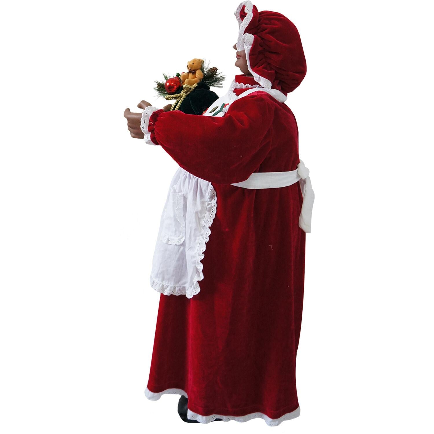 Christmas Time 3-Ft. African American Music and Motion Mrs. Claus with Apron | Animated Indoor Christmas Holiday Home Decor | CT-MC036-1RD1-AA