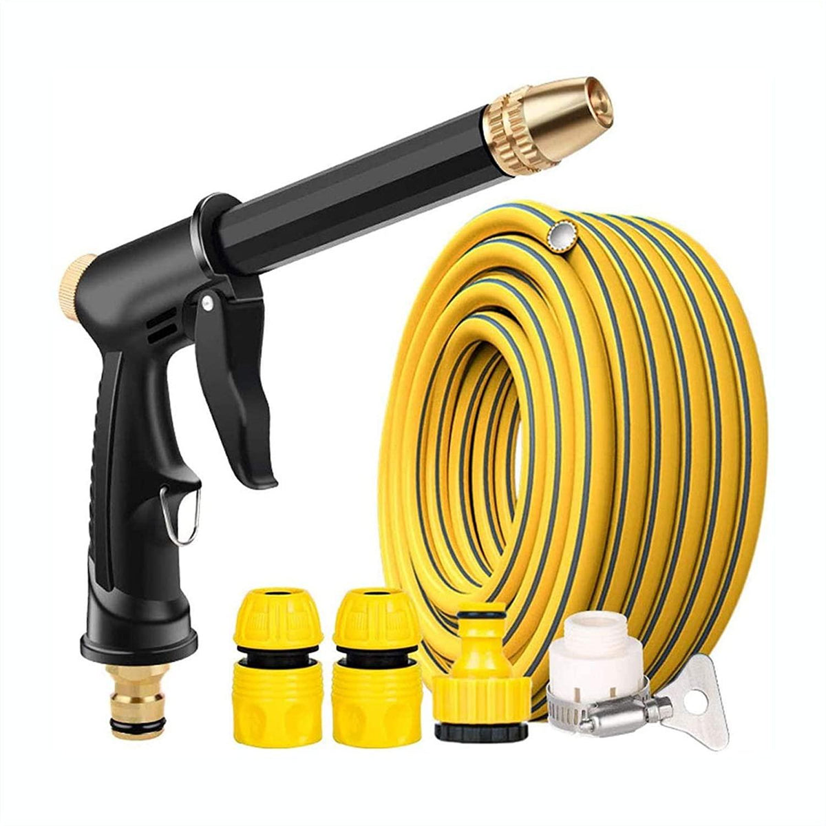 HTTJDY Garden Hose Nozzle,Hose Spray Gun with Several Spray Modes and Garden Hose,with Metal Material Material,for Watering Lawns,Washing Cars & Pets