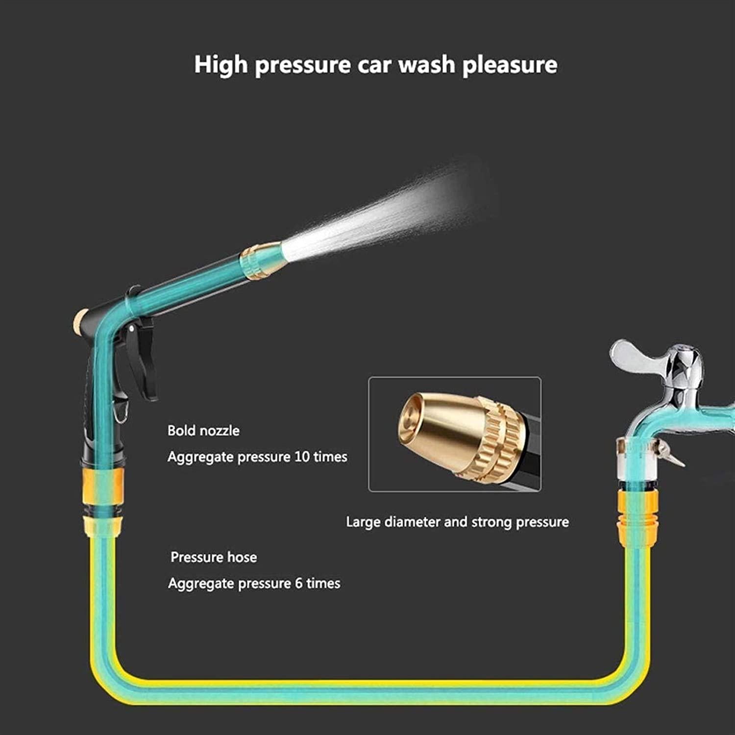 HTTJDY Garden Hose Nozzle,Hose Spray Gun with Several Spray Modes and Garden Hose,with Metal Material Material,for Watering Lawns,Washing Cars & Pets
