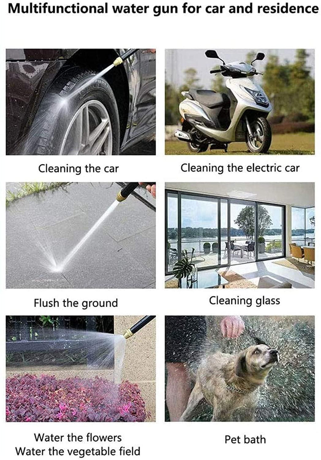 HTTJDY Garden Hose Nozzle,Hose Spray Gun with Several Spray Modes and Garden Hose,with Metal Material Material,for Watering Lawns,Washing Cars & Pets