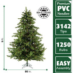 Fraser Hill Farm Multi-Color Prelit LED Green Foxtail Pine Artificial Christmas Tree, 9'