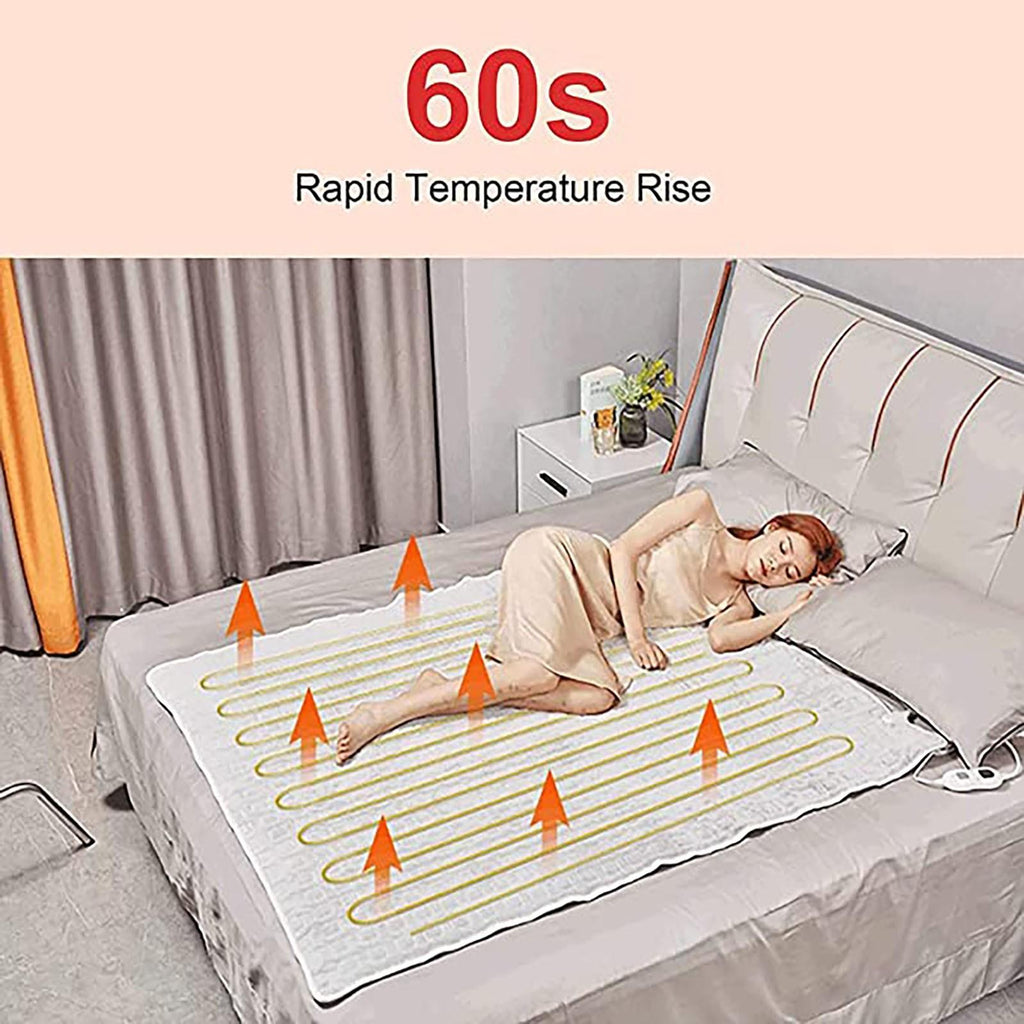 60X50In Bedroom Office Electric Blanket Flannel  Heating Blanket With 4 Auto Off Timers 3 Heating Settings Machine Washable Suitable For Adults Children