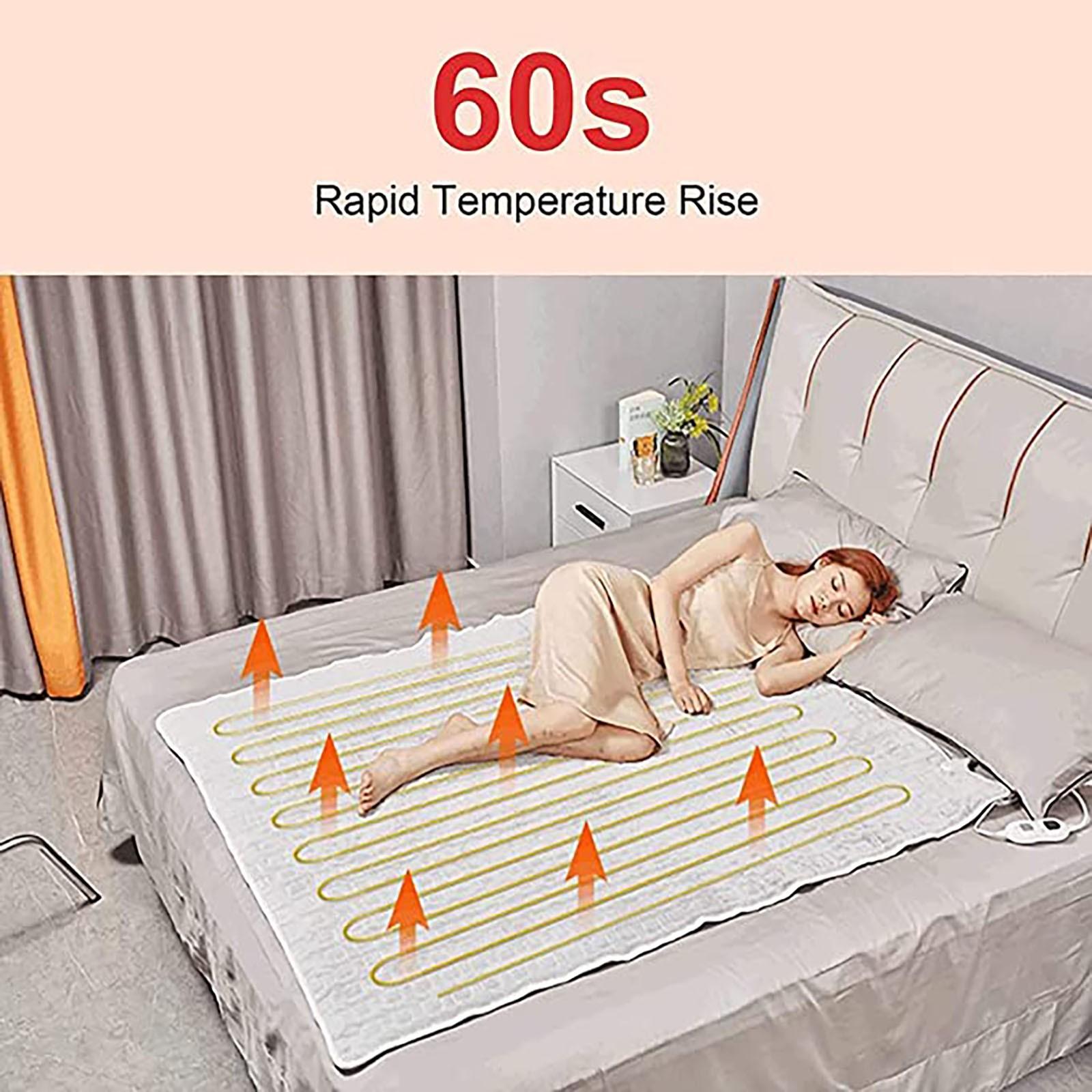60X50In Bedroom Office Electric Blanket Flannel  Heating Blanket With 4 Auto Off Timers 3 Heating Settings Machine Washable Suitable For Adults Children