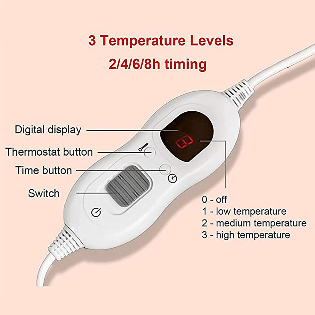 60X50In Bedroom Office Electric Blanket Flannel  Heating Blanket With 4 Auto Off Timers 3 Heating Settings Machine Washable Suitable For Adults Children