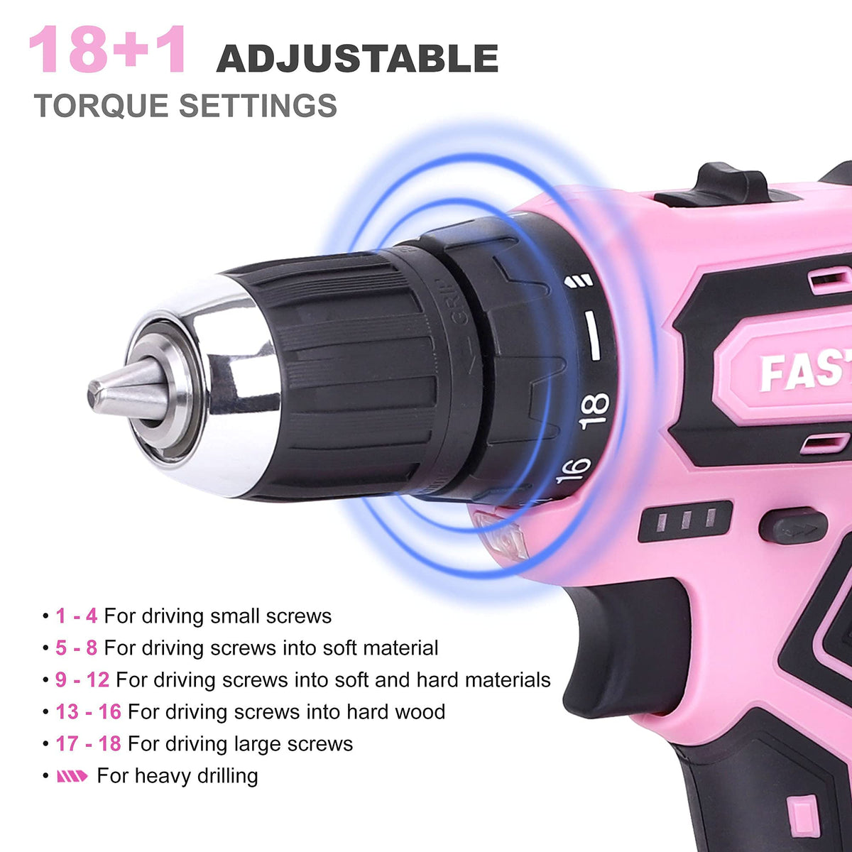 232-Piece Pink Tool Set with Drill, 20V Cordless Drill Driver and Home Tool Set, Pink Drill Set for Women, Lady's Repairing Kit with 12-Inch StoraBag, Pink