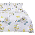 Unique Bargains 3pc Floral Comforter Set, King, Polyester, White