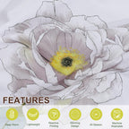 Unique Bargains 3pc Floral Comforter Set, King, Polyester, White