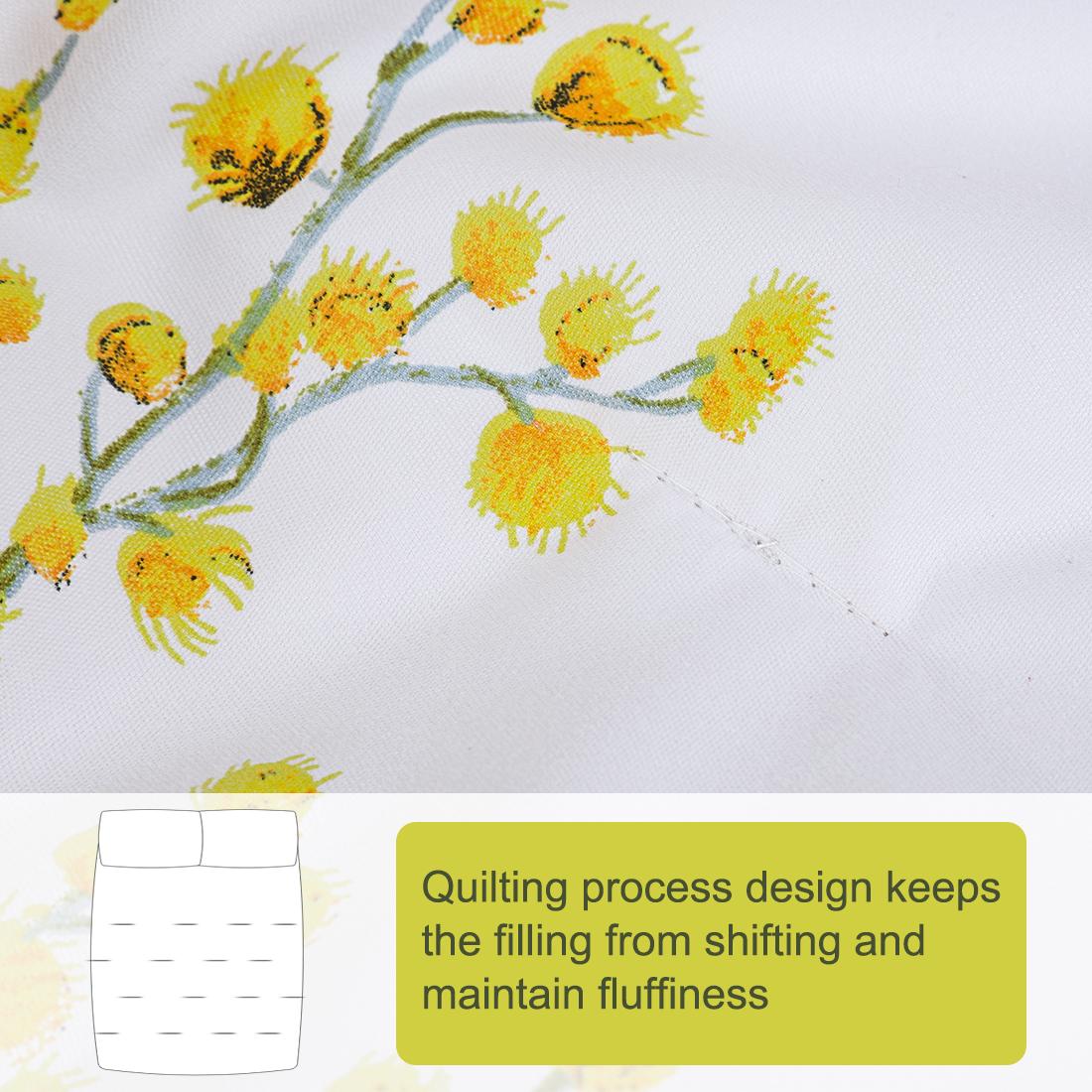 Unique Bargains 3pc Floral Comforter Set, King, Polyester, White