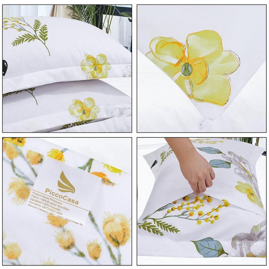 Unique Bargains 3pc Floral Comforter Set, King, Polyester, White