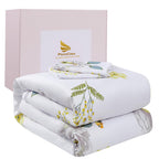Unique Bargains 3pc Floral Comforter Set, King, Polyester, White