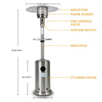 Dcenta 46000BTU Propane Stainless Steel Mushroom Outdoor Patio , with Two Smooth-rolling Wheels,with Hose Set,with Black Cover,with Round Side Table