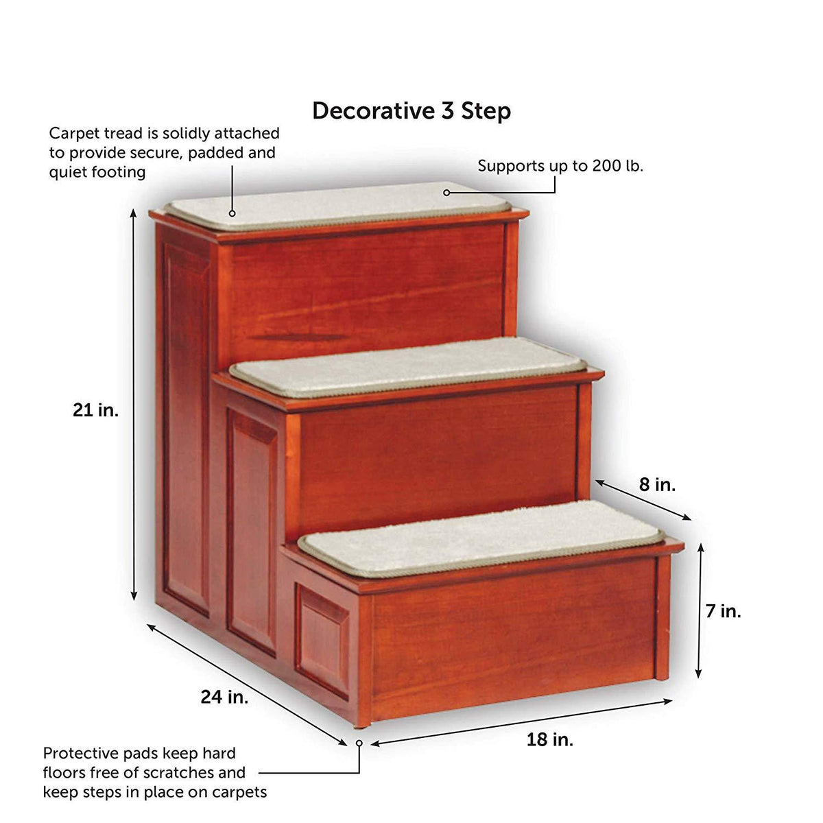 PetSafe Solvit Decorative Pet Stairs, 2-Step, Cherry Steps for Dogs and Cats, Great for Couches and Chairs
