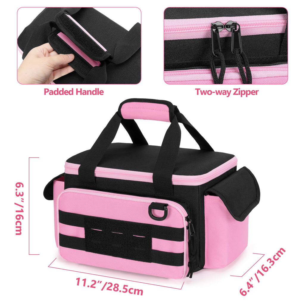 Pink Tool Bag for Women, Tool StoraOrganizer with Anti-friction and Thick Padded Bottom, Tactical RanBag, Multi-functional Work Bag for Repairman, Electrician, Carpenters, Pink