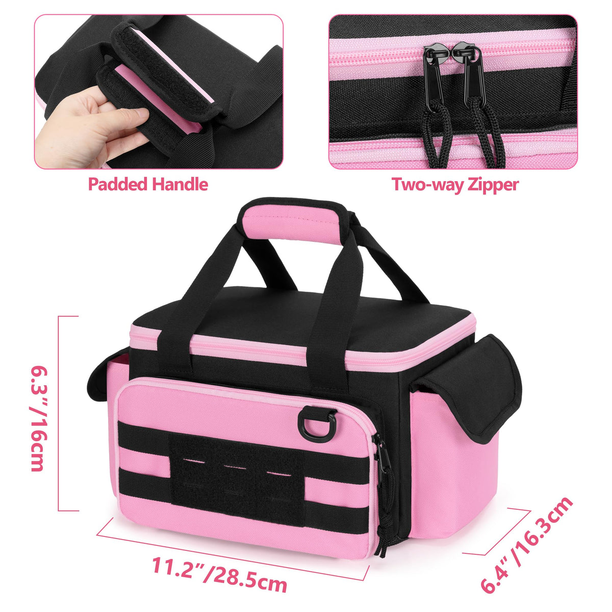 Pink Tool Bag for Women, Tool StoraOrganizer with Anti-friction and Thick Padded Bottom, Tactical RanBag, Multi-functional Work Bag for Repairman, Electrician, Carpenters, Pink