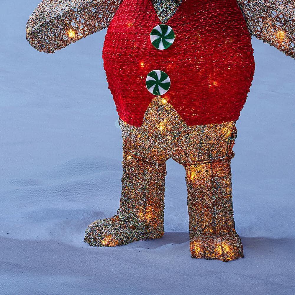 3 ft Warm White LED Gingerbread Girl and Boy Holiday Yard Decoration