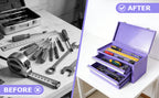 Mini Steel Tool Box with Drawers - Small Tool Chest for Small Item StoraOrganizer - Portable Metal Toolbox Organizer with Tool Drawer (mini purple)