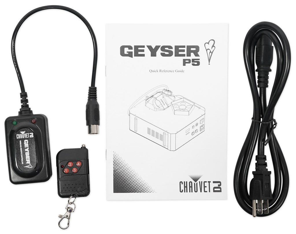 Chauvet DJ GEYSER P5 Fog Machine Fogger, RGBA+UV LED+384 Ch DMX Controller
