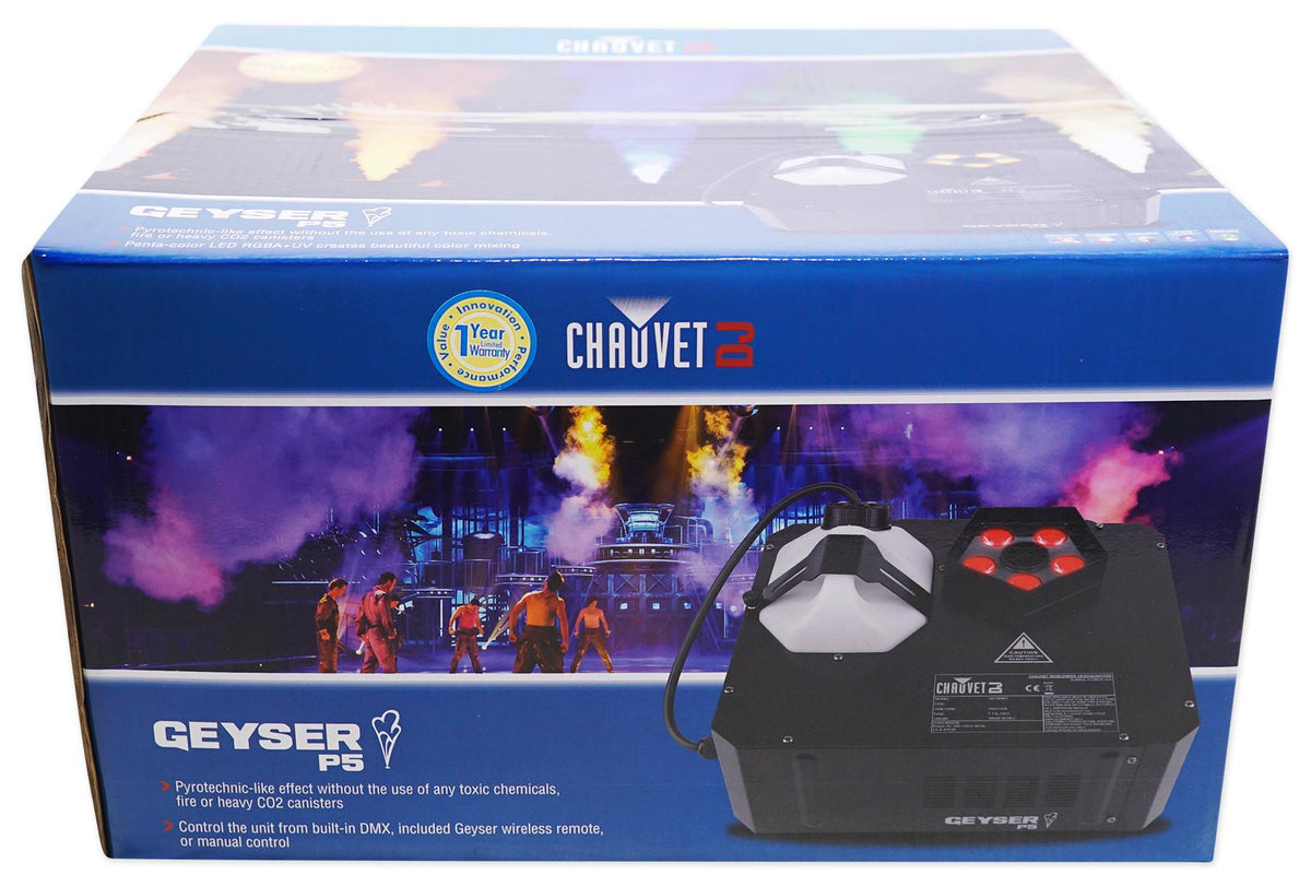 Chauvet DJ GEYSER P5 Fog Machine Fogger, RGBA+UV LED+384 Ch DMX Controller
