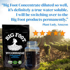 big foot organic mycorrhizal fungi water-in concentrate. 4 species endo mycorrhizae inoculant for plant root growth. 1 tsp per gallon of solution. biochar, worm castings, micronutrients (32 oz)