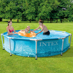 28207EH 10 Feet x 30 Inch Metal Frame Outdoor Backyard Above Ground Circular Beachside Swimming Pool with Filter Pump and
