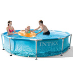 28207EH 10 Feet x 30 Inch Metal Frame Outdoor Backyard Above Ground Circular Beachside Swimming Pool with Filter Pump and