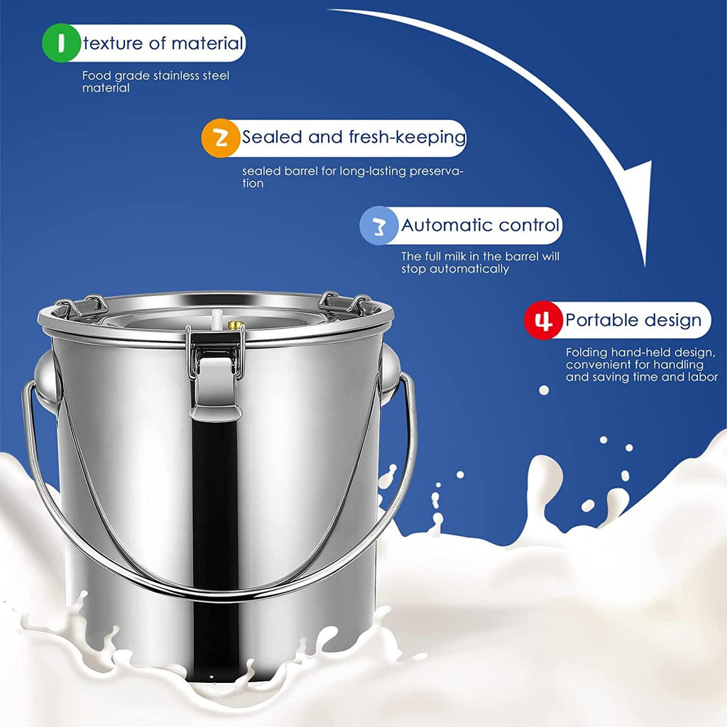 huidazhou automatic portable livestock milking equipment, electric goat milking machine for cows sheep portable pulsation milking machine single bucket piston vacuum pump, 5l