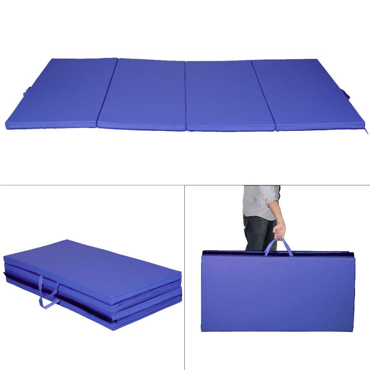 Mat  Blue 4'x8'x2" Thick Folding Panel Gymnastics Mat Gym Fitness Exercise Mat