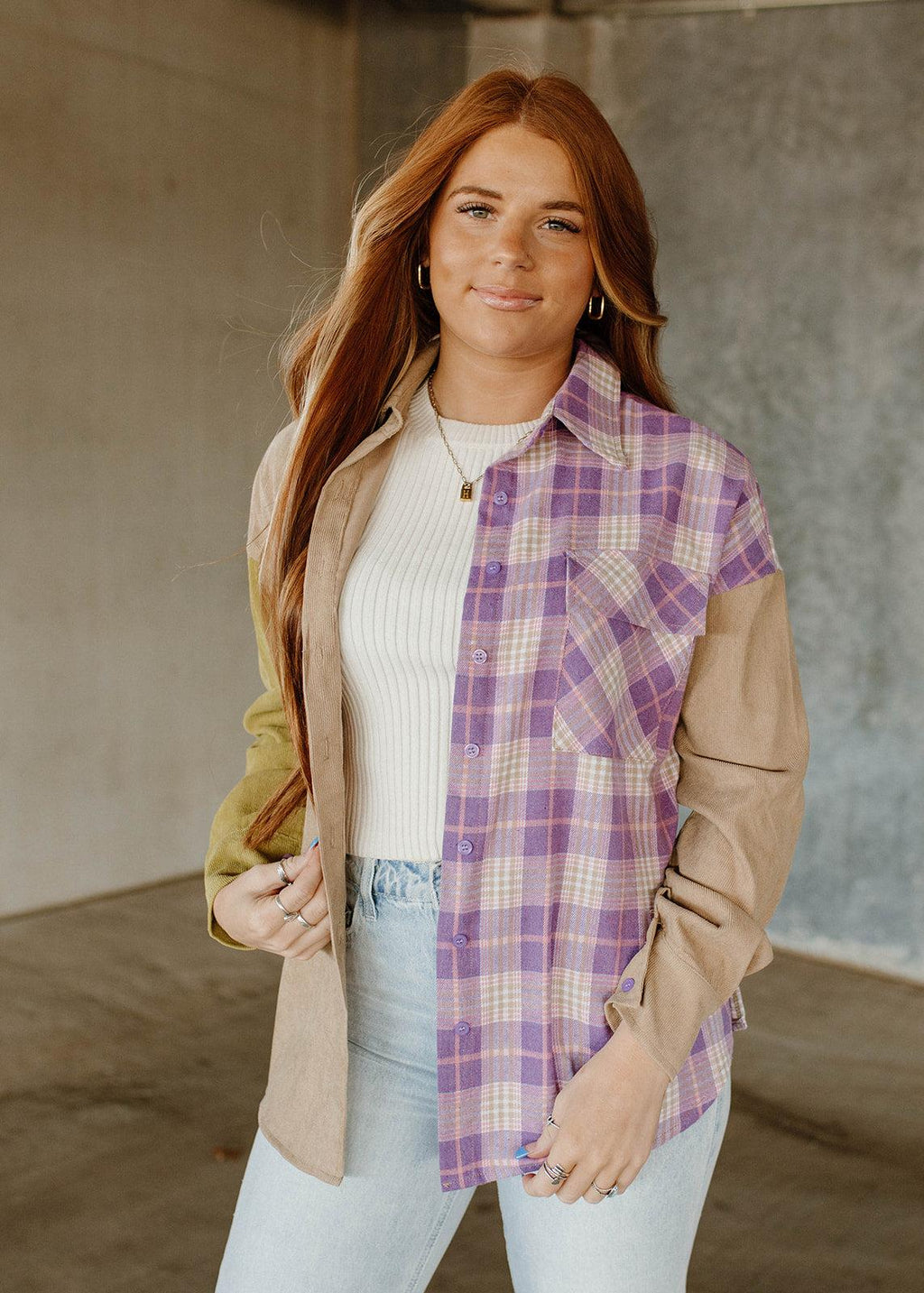 color block flannel
