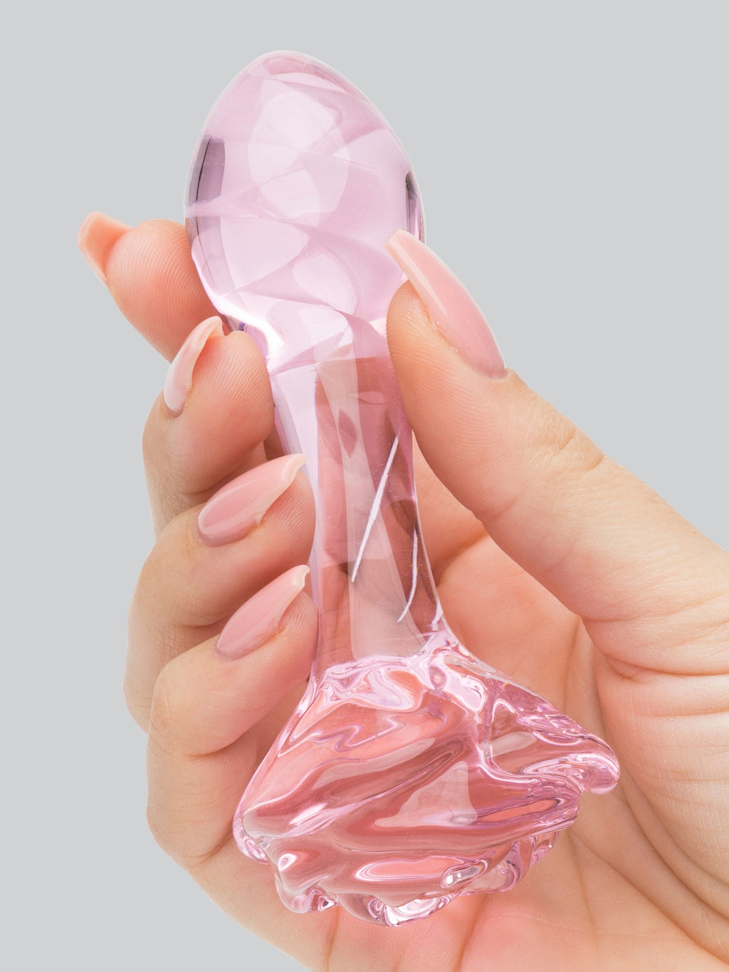 Lovehoney Full Bloom Small Rose Glass Butt Plug 3.5 Inch, Pink