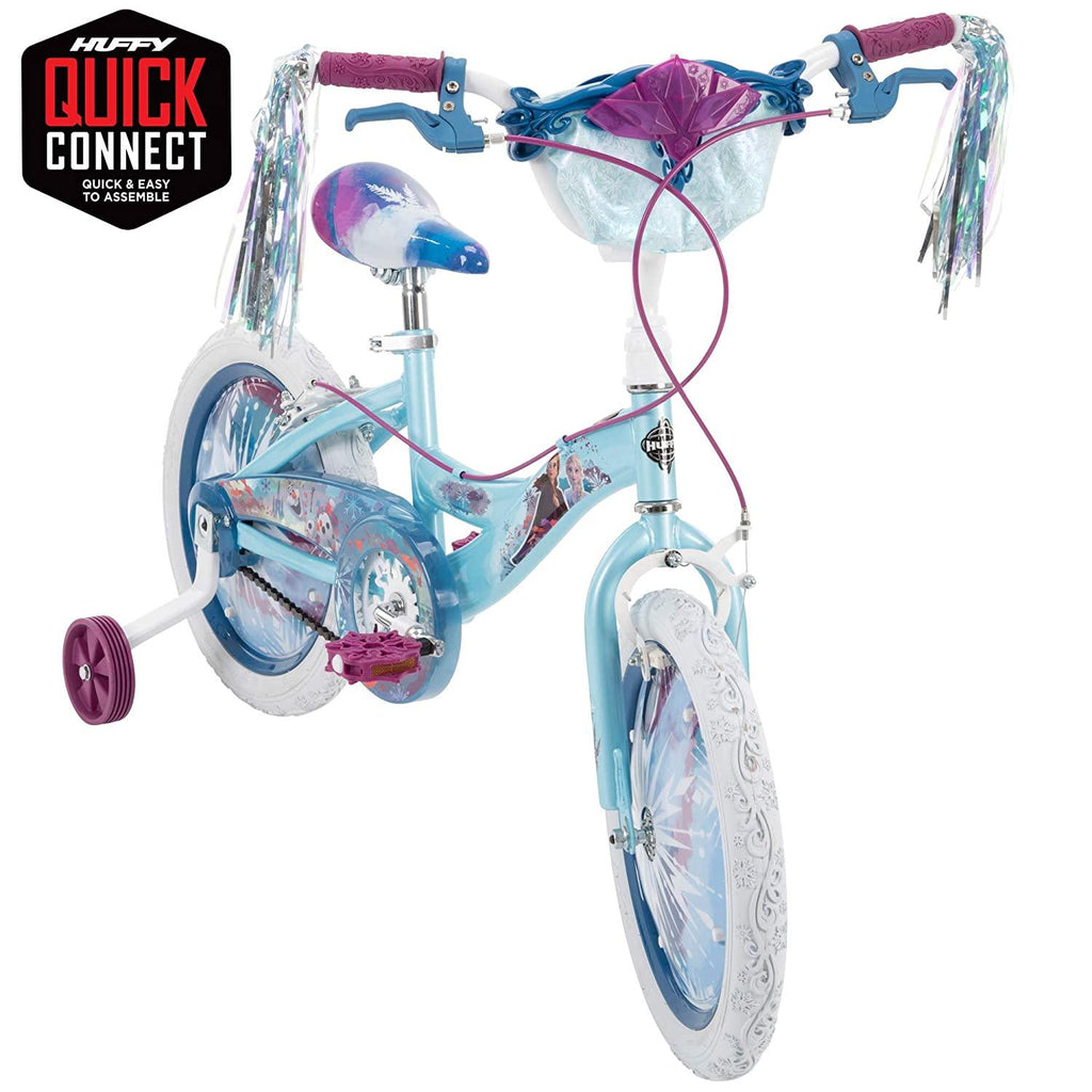 Huffy Frozen 2 Kid Bike, Training Wheels, Streamers &amp; Basket Included, 16 inch, Blue