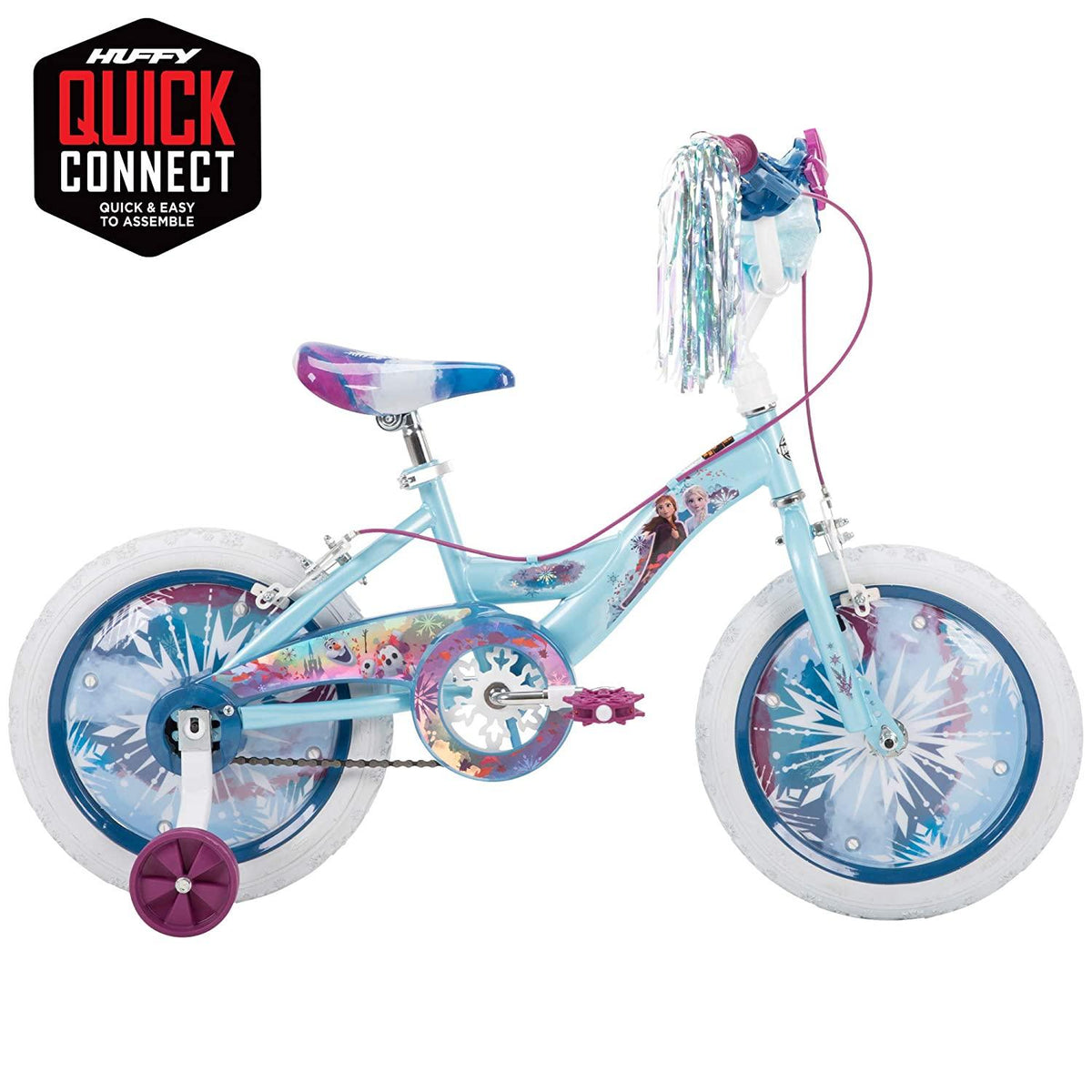 Huffy Frozen 2 Kid Bike, Training Wheels, Streamers &amp; Basket Included, 16 inch, Blue