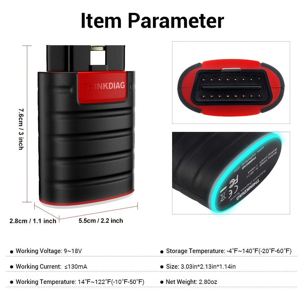 THINKCAR Thinkdiag Full System OBD2 Scanner, All Car 16 Reset Service 1 Year OBD2 Diagnostic Tool Active Test ECU Coding Auto Diagnostic Tool
