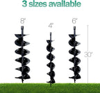 landworks earth auger power head steel 6" inch x 30" inch bit heavy duty electric cordless lithium ion battery for earth burrowing drilling post hole digging (earth auger 6" inch set)