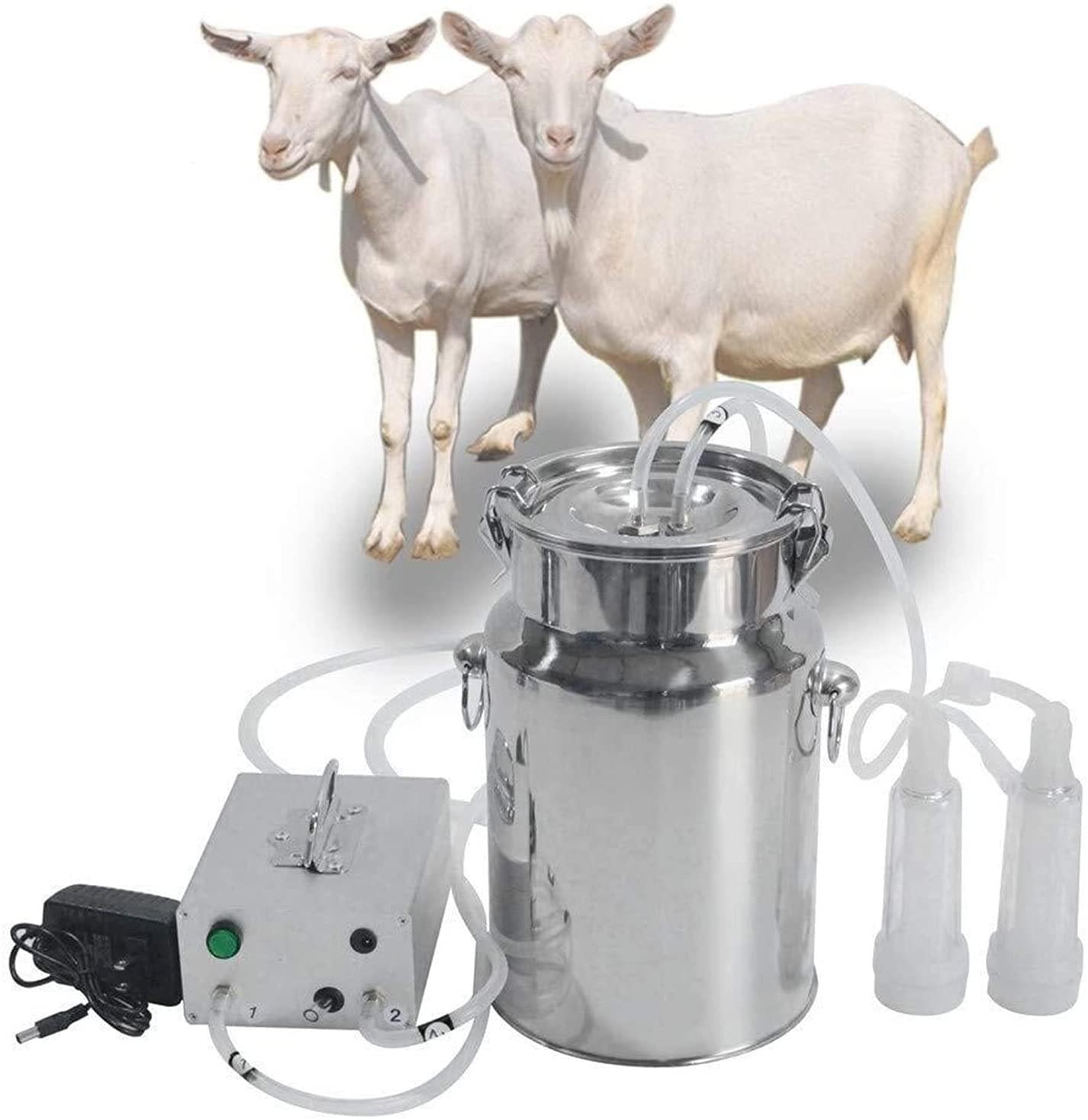 lqqsd cow machine portable electric cow machine with 2 teat cups, adjustable vacuum pump, automatic portable livestock milking equipment us standard 14l milk tank