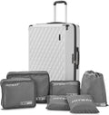ABS Hardside Large Suitcase, 28 Inch luggage with Double Spinner Wheels,TSA Travel Luggage Locks(28 Inch,No Bag,White)