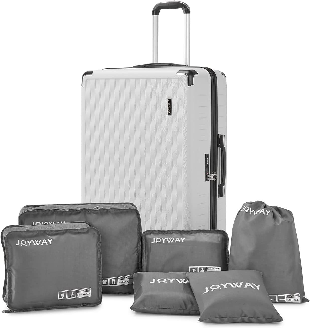 ABS Hardside Large Suitcase, 28 Inch luggage with Double Spinner Wheels,TSA Travel Luggage Locks(28 Inch,No Bag,White)