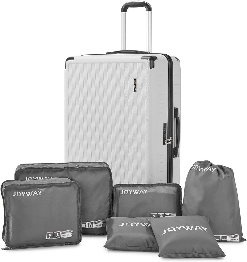 ABS Hardside Large Suitcase, 28 Inch luggage with Double Spinner Wheels,TSA Travel Luggage Locks(28 Inch,No Bag,White)