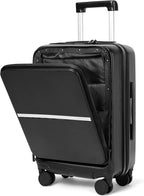 Lightweight Hardside Carry On Luggage with 8 Spinner Silent Wheels, Black, 20-Inch