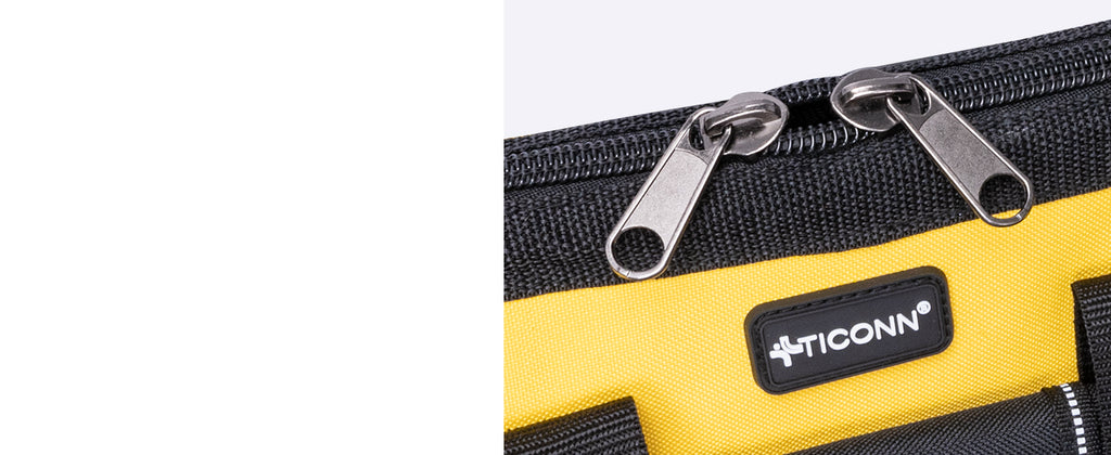 Heavy Duty Tool Bag with Multi-Pockets, Portable Tool Box Organizer StoraBag, with Adjustable Shoulder Strap and Ergonomic Handle (Black, 12" Standard Base)