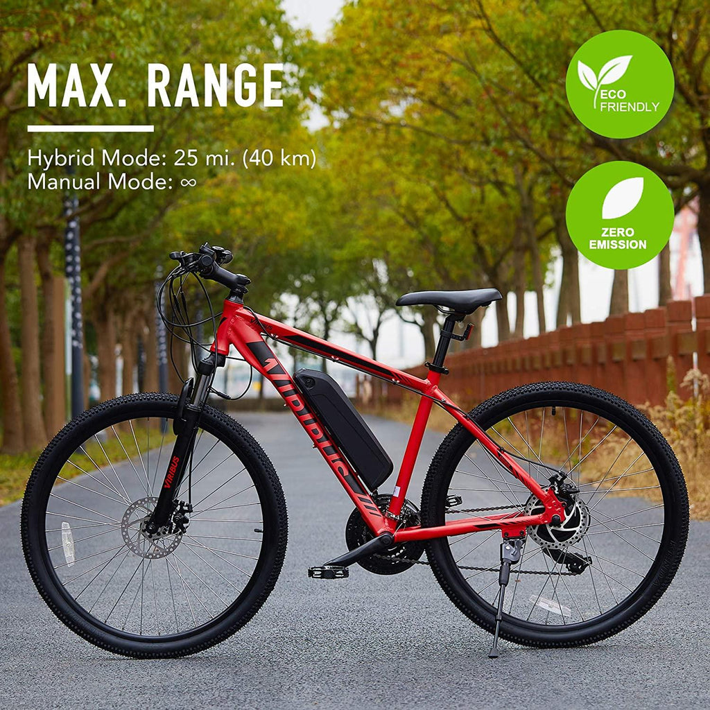 VIRIBUS 27.5" Electric Mountain Bike with 350W High-Speed Brushless Motor | 21 Speed All-Terrain Bicycle with Dual Disc Brakes &amp; Removable 10Ah Battery
