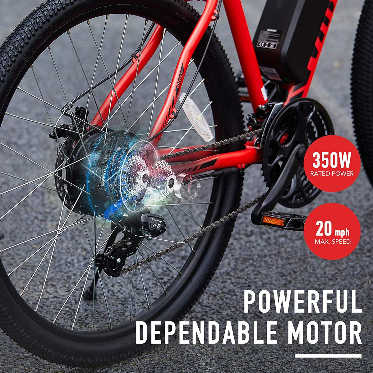 VIRIBUS 27.5" Electric Mountain Bike with 350W High-Speed Brushless Motor | 21 Speed All-Terrain Bicycle with Dual Disc Brakes &amp; Removable 10Ah Battery