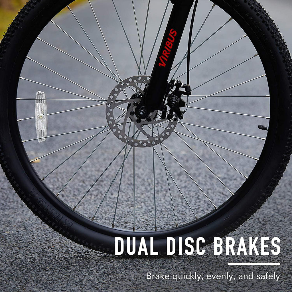 VIRIBUS 27.5" Electric Mountain Bike with 350W High-Speed Brushless Motor | 21 Speed All-Terrain Bicycle with Dual Disc Brakes &amp; Removable 10Ah Battery