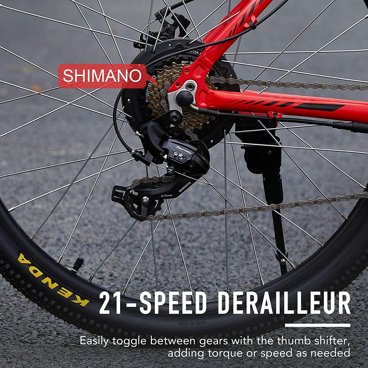 VIRIBUS 27.5" Electric Mountain Bike with 350W High-Speed Brushless Motor | 21 Speed All-Terrain Bicycle with Dual Disc Brakes &amp; Removable 10Ah Battery
