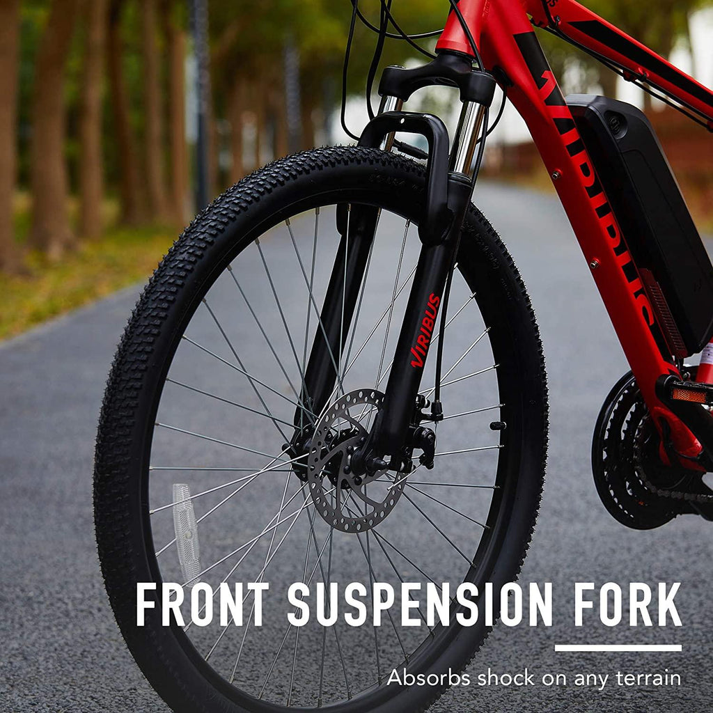 VIRIBUS 27.5" Electric Mountain Bike with 350W High-Speed Brushless Motor | 21 Speed All-Terrain Bicycle with Dual Disc Brakes &amp; Removable 10Ah Battery