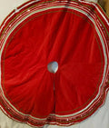 Ruby Red Cotton Christmas Tree Skirt *MINT CONDITION* Rick Rack Ribbon