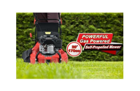 20 in 3 in 1 170 cc Gas Walk Behind Self Propelled Lawn Mower PowerSmart Outdoor